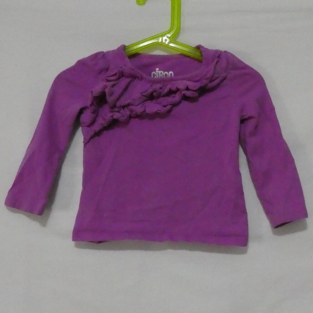 CIRCO | 2T | Purple Long Sleeve Cotton Top with Ruffles